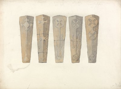 Études de cinq couvercles de cercueils des églises du Norfolk - John Sell Cotman